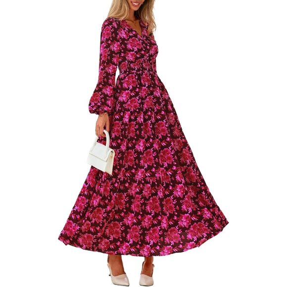 Flowy Floral Maxi Dress with Pockets - Ideal for Beach Vacations and Weddings - Picture 3 of 8